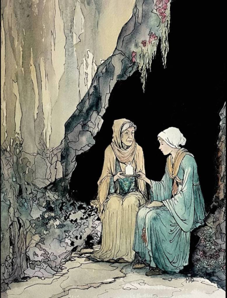 Before I Go is a watercolor-and-ink work by Mira Featherstone. Photo provided by Mira Featherstone