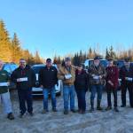 The Homer Elks Lodge #2127 distributes grocery gift certificates to local veterans on Dec. 12, 2025, in Anchor Point, Alaska. Photo provided by Jill Hockema