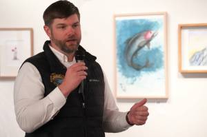 Sen. Jesse Bjorkman, R-Nikiski, speaks during a joint luncheon of the Kenai and Soldotna Chambers of Commerce in Kenai, Alaska, on Wednesday, June 4, 2025. (Jake Dye/Peninsula Clarion)