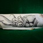 Scrimshaw on a hippopotamus tooth by Conrad Field. Photo provided by Conrad Field