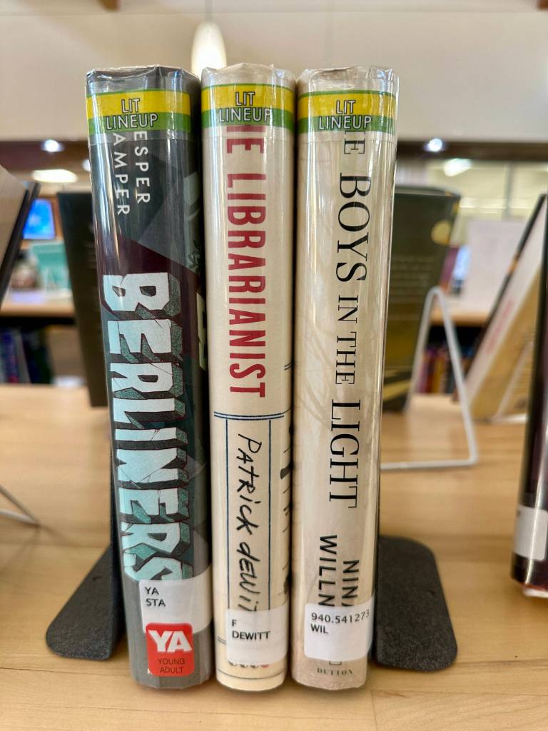 Books included in this years Homer Public Library Lit Lineup are noted by a special sticker. Photo by Christina Whiting