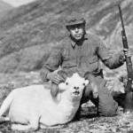 John P. Holman poses with his first Dall sheep ram, shot in 1917 while being guided by Ben Swesey in the Kenai Mountains. (Photo from Holman’s 1933 hunting memoir)