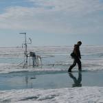 Photo courtesy Matt Druckenmiller
Hajo Eicken walks the sea ice off the town of Utqiagvik in about 2010.