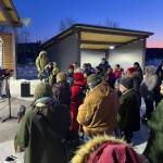 Over 90 community members gather at Soldotna Creek Park on Sunday, March 1, 2026, in Soldotna, Alaska, for a vigil held in observation of the recent deportation of Sonia Espinoza Arriaga and her children. Photo courtesy Meredith Harber