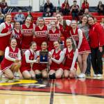 The Kenai Central High School cheerleading team wins first place in the South Central Conference Cheerleading Tournament, held March 5-7<ins>, 2026,</ins> in Kenai<ins>, Alaska</ins>.