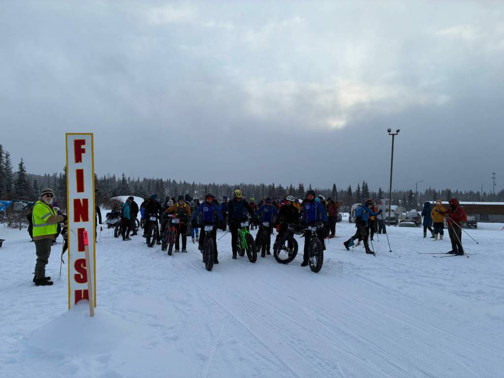 Participants in this years Homer Epic prepare to start to 50 km race on March 7, 2026, near Homer, Alaska. Photo courtesy Chuck Lindsay