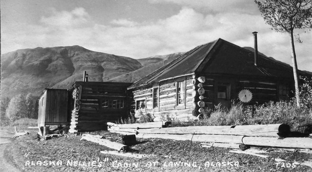 Photo postcard from the Jim Taylor Collection
Alaska Nellies cabin at Lawing, on the shore of Kenai Lake.