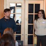Rudy Multz (left), Child and Family Program Manager for South Peninsula Behavioral Health Services, and Anna Meredith (right), Southern Kenai Peninsula Resilience Coalition project manager, share data and updates on Planet Youth Homer during a Homer Chamber of Commerce luncheon at The Room at Fat Olives on Tuesday, March 24, 2026, in Homer, Alaska. (Delcenia Cosman/Homer News)