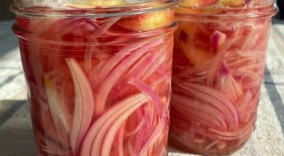 These pickled red onions have more sugar than burn and make a great addition to the sandwich of your choice. Photo by Tressa Dale/Peninsula Clarion