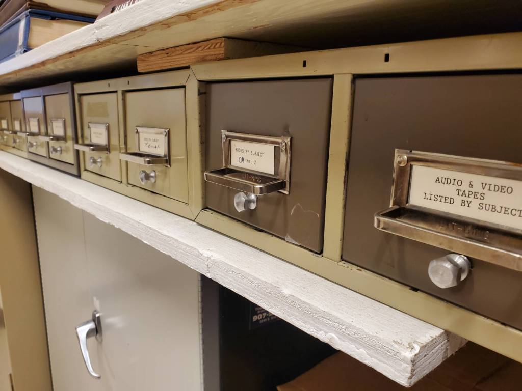 The card catalog for the Pratt Museum Research Library is photographed during an open house held on Friday, March 27, 2026, in Homer, Alaska. (Delcenia Cosman/Homer News)