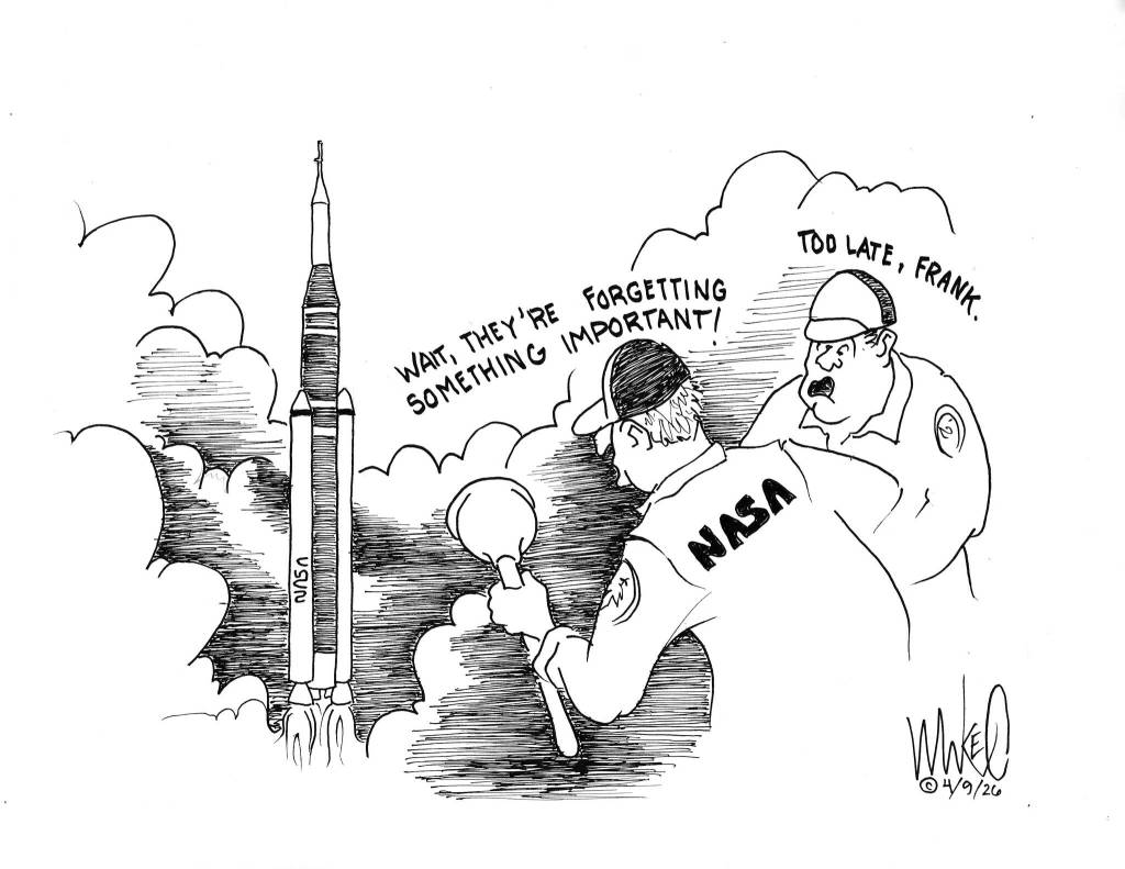 Mike O'Meara. Cartoon for April 9, 2026.