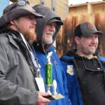 Sean Lowe (left) wins third place during the 32nd annual Homer Winter King Tournament on Saturday, April 4, 2026, in Homer, Alaska. (Delcenia Cosman/Homer News)