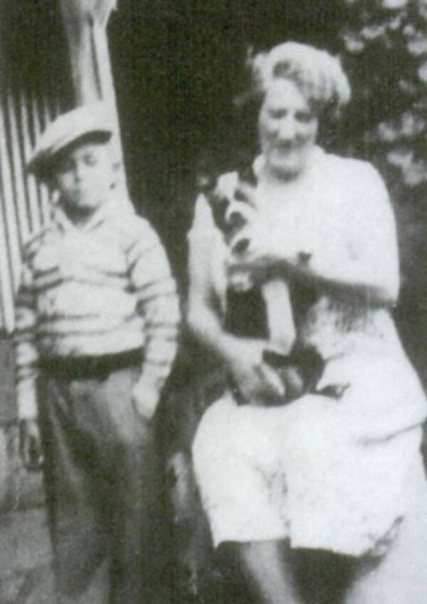 Young Joe Sterling is seen here with his stepmother, Edna, younger sister of Edith Neile. Hawley Sterling remarried to Edna about a year and a half after the death of his first wife. This photo appeared in Lael Morgans history book, Good Time Girls of the Alaska-Yukon Gold Rush, and was provided to the author by Sterlings son, Joe.