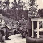 Photo courtesy of Hardscratch Press
Alaskas territorial governor, Ernest Gruening, speaks at the 1950 dedication of the Sterling Highway. The ceremony was held in Soldotna, near the new Kenai River bridge.