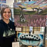 Provided by Heather Mann
Artist Heather Mann will be one of numerous artists participating in this years Ready Set Art youth art scholarship fundraiser for Ptarmigan Arts, pictured here with her painting Riding the Wind.
