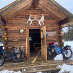 Old Woman Cabin on the Kaltag-Unalakleet portage trail from the Yukon River to Norton Sound was a resting place for two fatbikers slowed by mushy snow. (Photo by Ned Rozell)