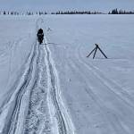 Forest Wagner of Fairbanks rides his fat bike toward the village of Unalakleet on April 12, 2026. (Photo by Ned Rozell)