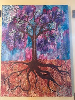 Unnamed acrylic painting by Michelle Morton, on display at Grace Ridge Brewing through May. (Photo provided by Grace Ridge Brewing)