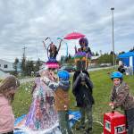 Kids play with a bubble volcano during the 2025 Safe and Healthy Kids Fair<ins> in Homer, Alaska</ins>. Photo courtesy South Peninsula Hospital