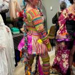 Photos courtesy Beth Carroll
A model wearing handmade clothing designed and created by local artist and owner of The Fringe, Kari Multz, prepares to walk in the annual Homer Wearable Arts show at the Porcupine Theater on Friday, May 1.