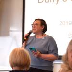 Pastor Lisa Talbott gives an introduction at the beginning of the Duffys Journey to Justice community conversation on Saturday, May 2, 2026, at Kachemak Bay Campus in Homer, Alaska. (Delcenia Cosman/Homer News)