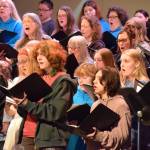 Members of the Homer High School Concert Choir and Kenai Peninsula Community Choir rehearse the Mozart Requiem on Thursday, April 30, 2026, on the Homer High School Mariner Theatre stage in Homer, Alaska. (Delcenia Cosman/Homer News)