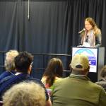 Delcenia Cosman/Homer News
Poet and essayist Jane Hirshfield gives her keynote presentation to attendees of the 24th annual Kachemak Bay Writers Conference on Saturday, May 16, at Kachemak Bay Campus.