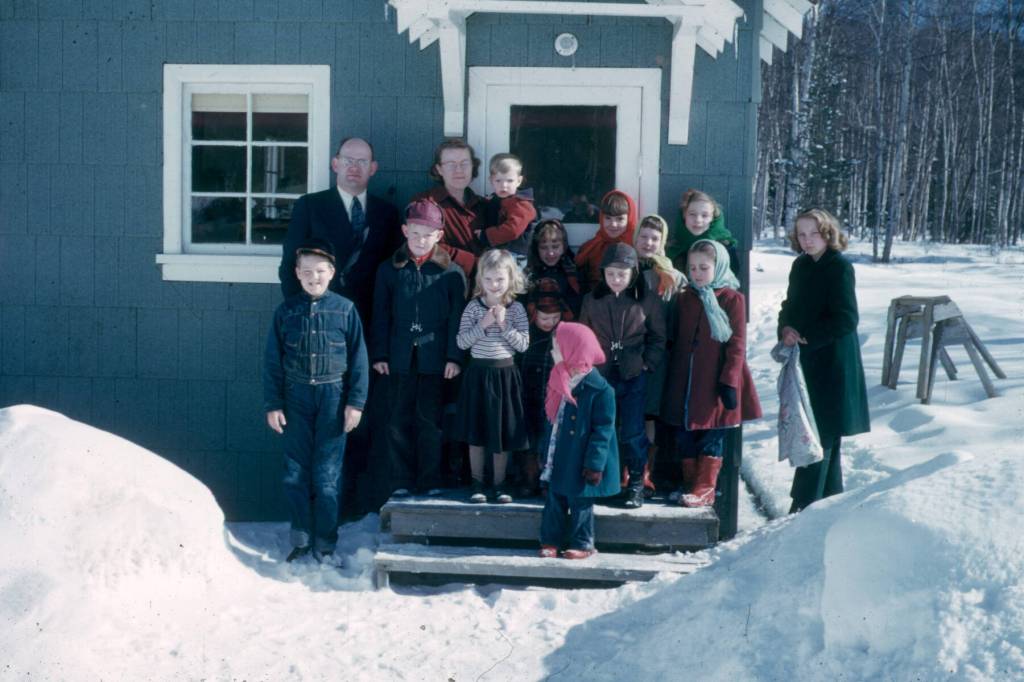 Photo from the Kenai Peninsula College photo archive
The Rev. Eugene Elliott poses with a portion of his Soldotna Methodist flock in 1952.