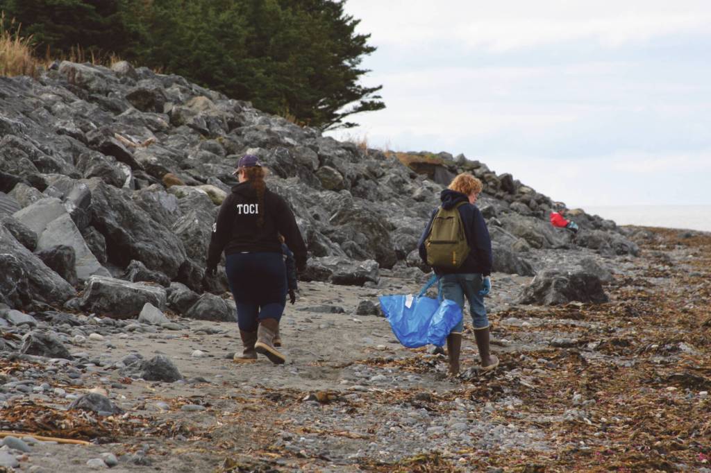 Delcenia Cosman / Homer News file
Volunteers check the beach for debris during the CoastWalk clean-up in the Anchor River State Recreation Area on Saturday, Sept. 23, 2023, in Anchor Point, Alaska.
