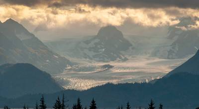 Jim Lavrakas
Sunrise over Grewingk Glacier, east of Homer, by local photographer Jim Lavrakas. His exhibition will be on display at the Homer Public Library until Sept. 30.
