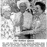 John Bess Fancher, (at left) seen here at age 73, was elected Old Settlers Queen during the Seymour (Texas) Reunion and Rodeo. This photo appeared originally in the Wichita Falls (Texas) Record-News in July 1978.