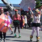 The Homer Bay Rollers rollerskate down Pioneer Avenue during the Fourth of July parade. (Delcenia Cosman/Homer News file photo)