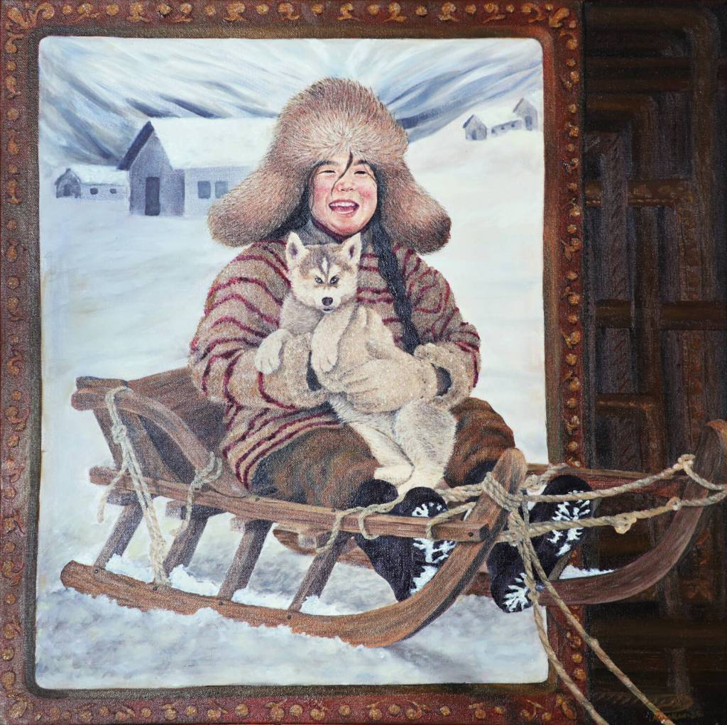 The Wooden Sled, oil on canvas, by Musallam Youngblood is one of the works featured in the South Peninsula Hospital Gallery Hall. (Taken by the artist in his studio)