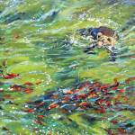 Looking Like a Snack, acrylic on canvas, is part of Summertide by Kathleen McCarthy that will be featured in the Homer Council on the Arts gallery. (Taken by the artist in her studio)