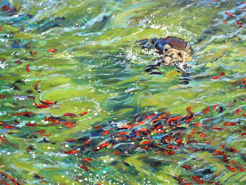 Looking Like a Snack, acrylic on canvas, is part of Summertide by Kathleen McCarthy that will be featured in the Homer Council on the Arts gallery. (Taken by the artist in her studio)