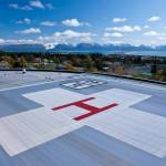 South Peninsula Hospitals rooftop helicopter landing pad where a Guardian helicopter visited during the hospitals 70th anniversary community party. (South Peninsula Hospital)