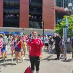 High school student and McDonalds crew member Ethan Fraker from Homer was selected as an official FIFA flag bearer for the United States second group stage match against Australia, carrying the Socceroos flag onto the pitch in front of a sold-out crowd of 66,925 fans at Seattle Stadium (Lumen Field) in Washington on June 19. (Ethan Fraker)