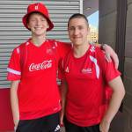 High school student and McDonalds crew member Ethan Fraker from Homer was selected as an official FIFA flag bearer for the United States second group stage match against Australia, carrying the Socceroos flag onto the pitch in front of a sold-out crowd of 66,925 fans at Seattle Stadium (Lumen Field) in Washington on June 19. (Ethan Fraker)