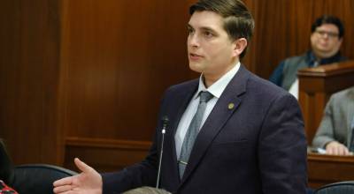 Rep. Justin Ruffridge, R-Soldotna, and House Republicans are calling for action to adopt a clean gasline bill to safeguard energy security for the Railbelt and all Alaskans. (Photo by Corinne Smith/Alaska Beacon)