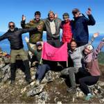 Hal Neace and his family reached the summit of Graduation Peak on July 6. Front: Sally Drescher, Heather Rosfeld, Lydia Drescher. Back: Jason Rosfeld, Luke Drescher, Hal Neace, Nate Drescher, John Drescher. (Hal Neace)
