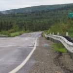 UAF photo by Sam Bishop 
Ballaine Road exhibits bumps from permafrost thawing near where it crosses Goldstream Creek north of Fairbanks.